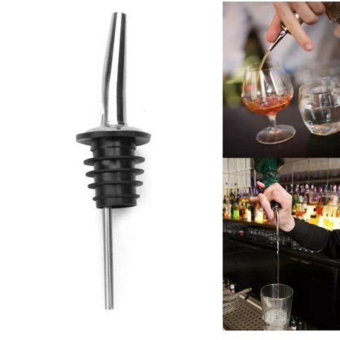 Set 2 picuratoare din inox cu capac negru 10.5 cm, diametru 2.5 cm, dozatoare profesionale cu garnitura din silicon pentru sticle [8]