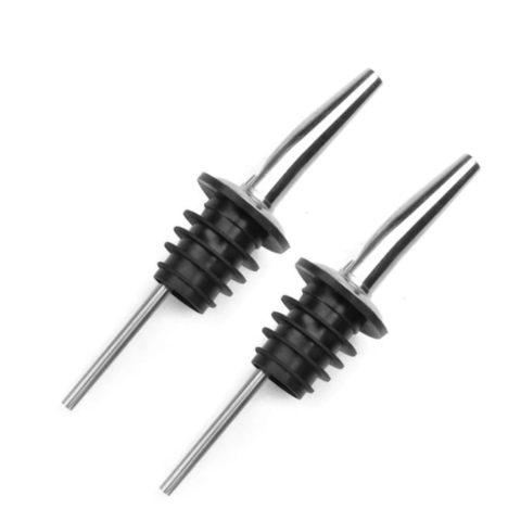 CASA & GRADINA - Set 2 picuratoare profesionale negre 10.5 cm, diametru 2.5 cm, dopuri din inox cu silicon pentru cocktailuri, ulei si siropuri