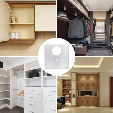 Set 2 placi pentru repararea balamalelor mobilier, inox rezistent, montaj rapid cu suruburi incluse, 9 x 9 cm, argintiu [5]