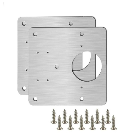 CASA & GRADINA - Set 2 placi reparatie balama dulap, otel inoxidabil, fixare rapida, rezistente, pentru usi mobilier, cu 12 suruburi incluse