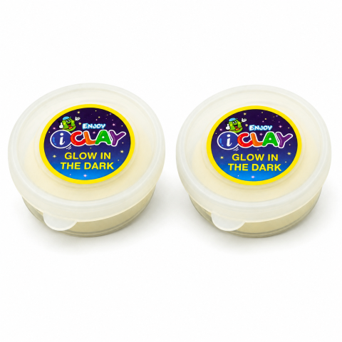 Set 2 plastiline modelaj creativ, efect Glow in the Dark, uscare la aer, 2 x 18 g, alb fosforescent