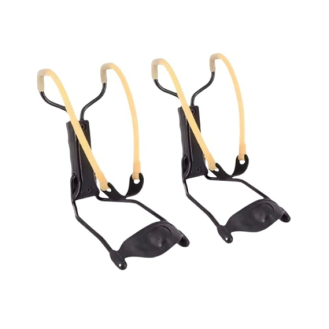 SPORT ȘI ACTIVITĂȚI - Set 2 prastii metalice profesionale cu suport incheietura, maner antiderapant, elastic dublu, 18 cm, tir sportiv outdoor