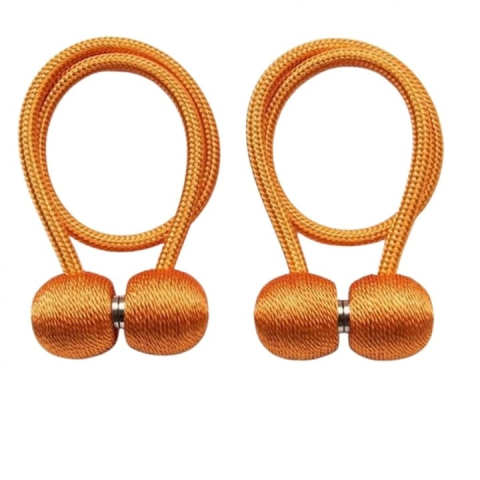 Set 2 prinderi magnetice pentru perdele, snur impletit rezistent, 44 cm, portocaliu auriu [5]