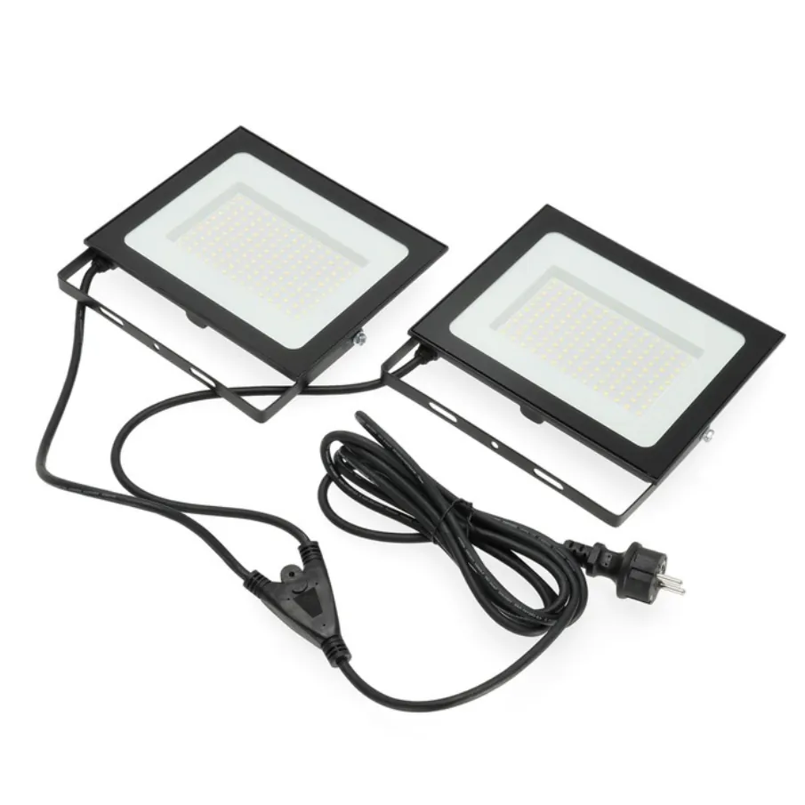 Set 2 proiectoare LED 200W, 2 x 100W, 22.5 x 15.5 cm, lumina rece 6000K, IP66 [2]