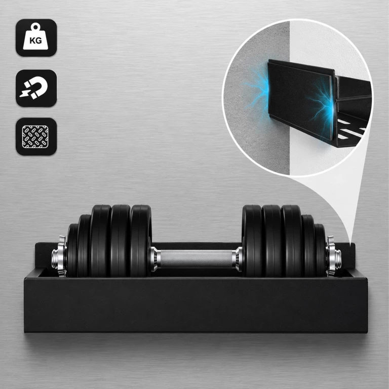 Set 2 rafturi magnetice negre 27 x 8,5 x 7,1 cm, cu 4 carlige detasabile [2]