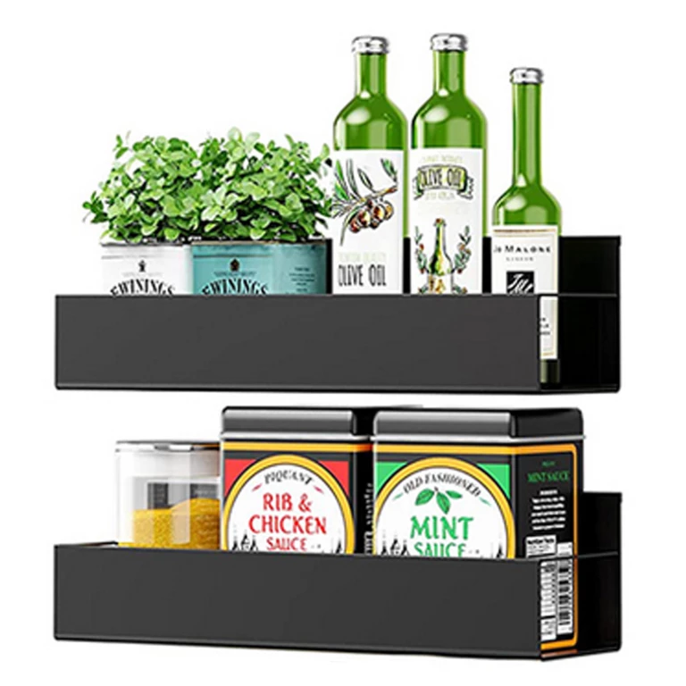 Set 2 rafturi magnetice negre 27 x 8,5 x 7,1 cm, cu 4 carlige detasabile [8]