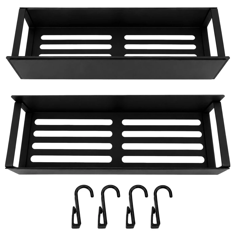 Diverse bucatarie - Set 2 rafturi magnetice negre 27 x 8,5 x 7,1 cm, cu 4 carlige detasabile