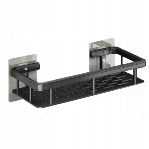 CASA & GRADINA - Raft suspendat autoadeziv pentru baie si bucatarie, montare pe perete, otel inoxidabil negru mat, stil loft, 30.5 x 13 x 5.5 cm