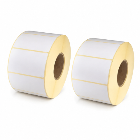 Set 2 role etichete termice albe 35 x 25 mm, 1500 bucati/rola, total 3000 etichete autoadezive fara ribon pentru coduri de bare, preturi si inventar [2]