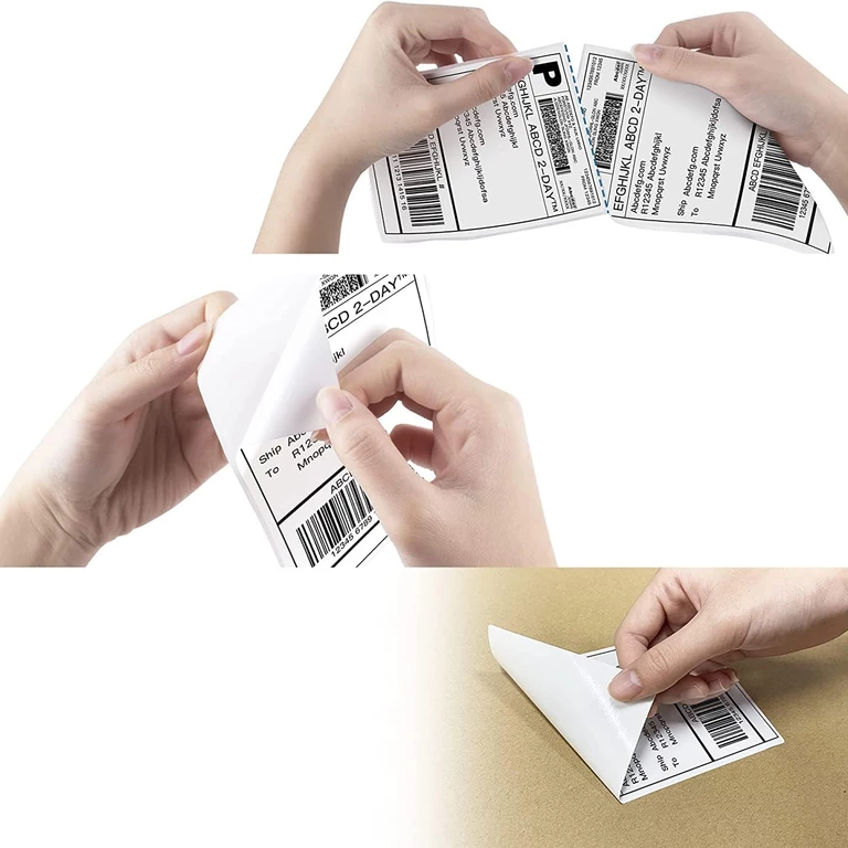 Set 2 role etichete termice autoadezive albe 100 x 150 mm, printare fara ribon, 500 etichete/rola, perforate, adeziv puternic pentru AWB, transport si logistica [7]