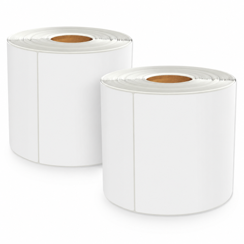 Set 2 role etichete termice autoadezive albe 100 x 150 mm, printare fara ribon, 500 etichete/rola, perforate, adeziv puternic pentru AWB, transport si logistica [3]