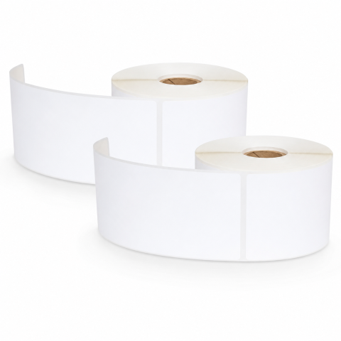 Set 2 role etichete termice autoadezive albe 100 x 150 mm, printare fara ribon, 500 etichete/rola, perforate, adeziv puternic pentru AWB, transport si logistica [1]
