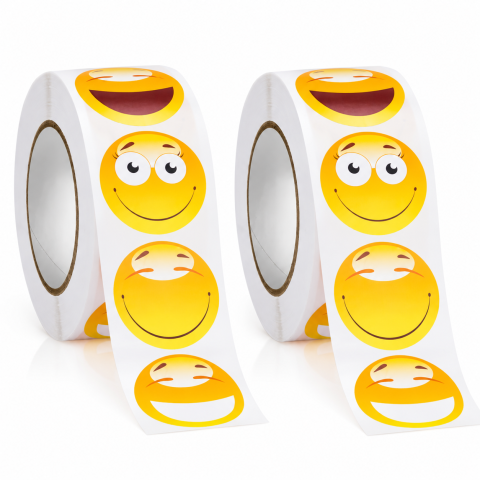 Set 2 role stickere galbene 2,5 x 2,5 cm, 1000 abtibilduri autoadezive, 500 pe rola [4]