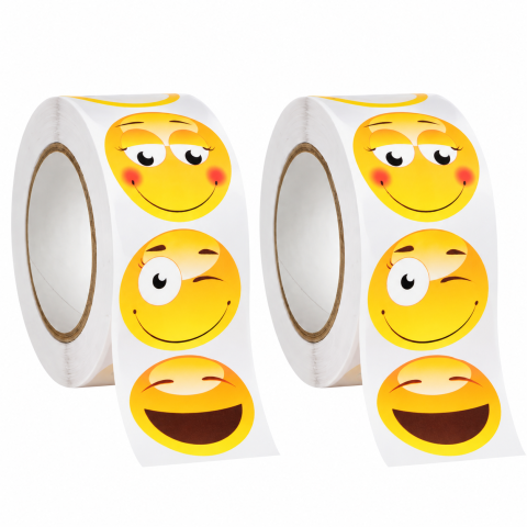 Diverse accesorii papetarie - Set 2 role stickere galbene 2,5 x 2,5 cm, 1000 abtibilduri autoadezive, 500 pe rola