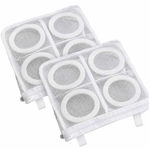 Casa - Set 2 saci albi 28 x 24,5 cm pentru spalarea incaltamintei la masina, plasa nylon