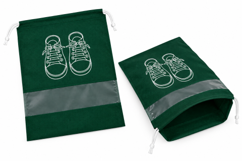 Set 2 saci verzi 36 x 27 cm pentru incaltaminte, organizatoare cu snur si fereastra transparenta [1]