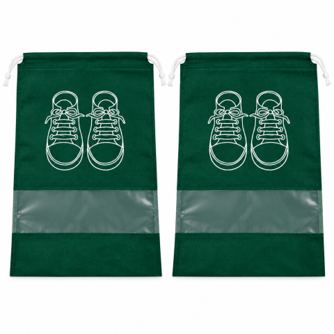 Set 2 saci verzi 36 x 27 cm pentru incaltaminte, organizatoare cu snur si fereastra transparenta [2]