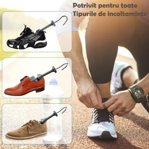 Set 2 sanuri incaltaminte reglabile, pentru largire si alungire pantofi, ABS si metal, marime 39-43, universale, gri [1]
