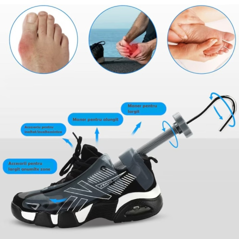 Set 2 sanuri incaltaminte reglabile, pentru largire si alungire pantofi, ABS si metal, marime 39-43, universale, gri [3]