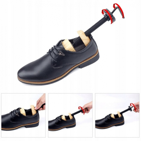 Set 2 sanuri pentru largit si alungit incaltaminte, universale, reglabile, lemn si metal, marime 40-47 - bej, maro [6]