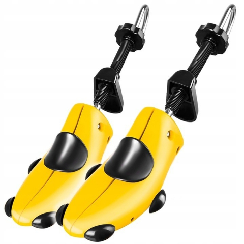 Sanuri incaltaminte - Set 2 sanuri pentru largit si alungit incaltaminte, universale, reglabile, plastic si metal, marime 42-47, galben/negru