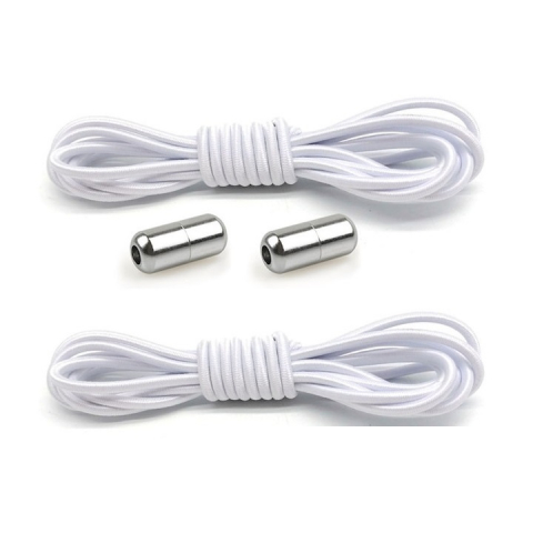 Accesorii incaltaminte - Set 2 sireturi elastice cu sistem de prindere, capsula metalica - Alb