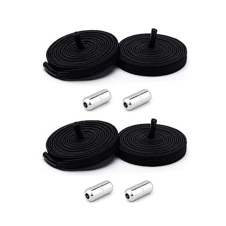 Accesorii incaltaminte - Set 4 sireturi reglabile cu 4 prinderi metalice la capete - Negru
