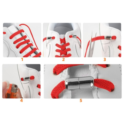Set 2 sireturi reglabile cu 2 prinderi metalice la capete - Rosu [3]