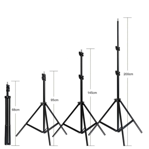 Set 2 softbox-uri profesionale cu lumina continua, 5500K, becuri 30W, trepiede reglabile 95–200 cm, difuzor textil, aluminiu si ABS, negru [5]