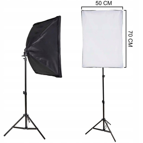 Set 2 softbox-uri profesionale cu lumina continua, 5500K, becuri 30W, trepiede reglabile 95–200 cm, difuzor textil, aluminiu si ABS, negru [6]