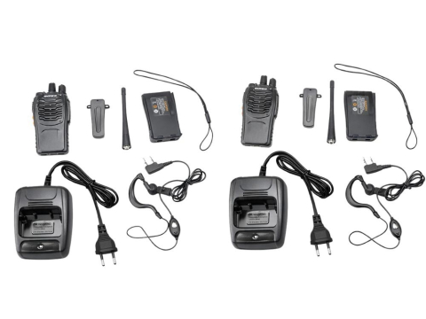 Set 2 statii radio portabile, 16 canale, raza de actiune pana la 8 km, frecventa 400-470 MHz, baterie 1500 mAh, casti si incarcatoare incluse, negru [2]