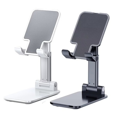 Diverse - Set 2 suporti pliabili universali pentru telefoane si tablete de pana la 10 inch, alb si negru