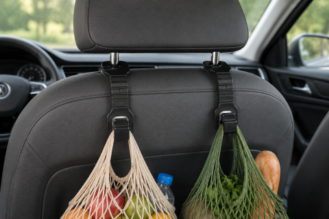 Set 2 suporturi auto negre pentru tetiera, carlige universale [1]