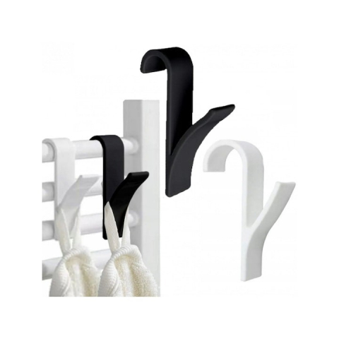 CASA & GRADINA - Set 2 suporturi de prosoape si haine, pentru calorifer, plastic, 9.8 cm - Alb, negru