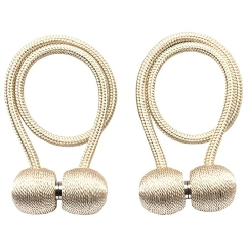 Set 2 suporturi magnetice pentru perdele, snur decorativ din poliester, 44 cm, auriu deschis [6]