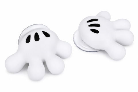 Set 2 Suporturi Multifunctionale cu Ventuza pentru Periute si Cabluri, Model Manusa Mickey Mouse, PVC Ecologic, 7 x 6.5 cm, Alb [5]