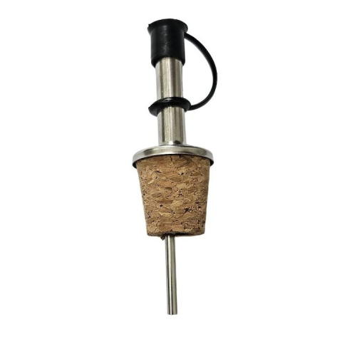 Set 2 turnatoare pentru sticle, 9.2 x 2.3 cm fiecare, inox, dop din pluta naturala, capac din silicon, dozare uniforma pentru cocktailuri, bauturi si lichide alimentare [7]
