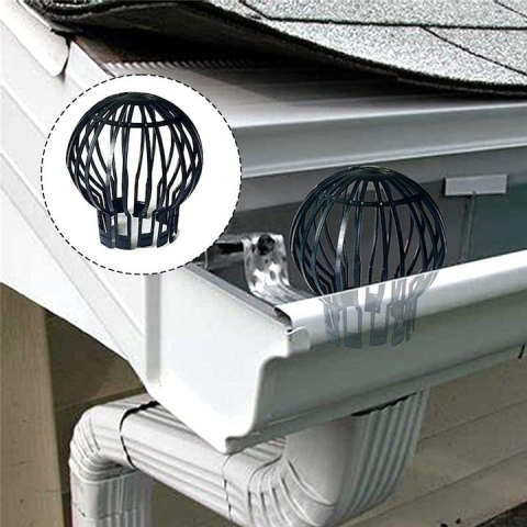 Set 2 x parafrunzar pentru scurgere jgheab, diametru 132 mm, plastic, negru [5]