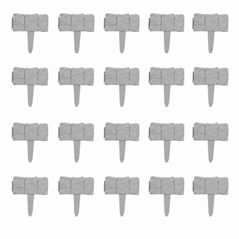 Set 20 borduri decorative pentru gradina, imitatie piatra naturala, modulare, fixare in sol, 25 x 23 cm fiecare, gri [2]