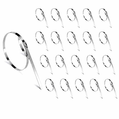 Set 20 bride metalice inox 200 mm, coliere autoblocante din otel inoxidabil pentru fixarea cablurilor, furtunurilor si conductelor, rezistente la rugina [3]