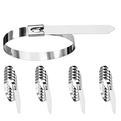 Set 20 bride metalice inox 250 mm, coliere autoblocante pentru fixarea cablurilor, conductelor si tevilor din otel inoxidabil [7]