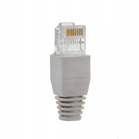 Set 20 bucati conectori retea RJ45 Cat6e ecranati EZ pass through cu pini placati cu aur si 20 bucati mansoane protectie RJ45 pentru cablu UTP sau FTP [12]
