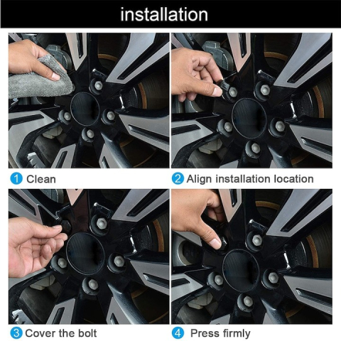 Set 20 capace hexagonale pentru prezoane, plastic, 17 mm, montare prin presare, cleste inclus, negru [3]