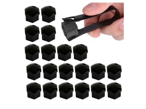 Set 20 capace hexagonale pentru prezoane, plastic, 17 mm, montare prin presare, cleste inclus, negru [8]