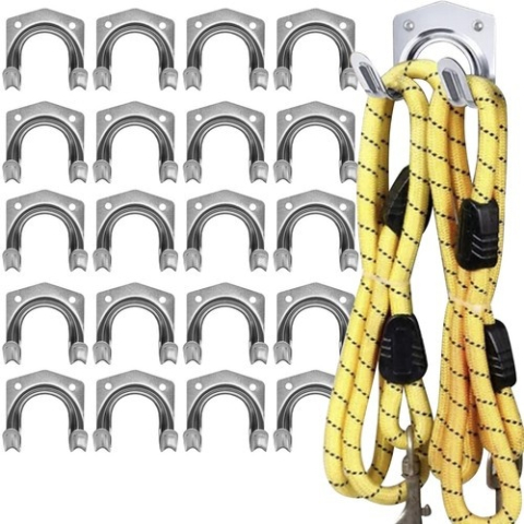 Set 20 carlige duble pentru unelte si scule, metalice, suporturi de perete pentru organizare atelier, gradina, garaj, 6.5 x 7 x 5.5 cm [8]