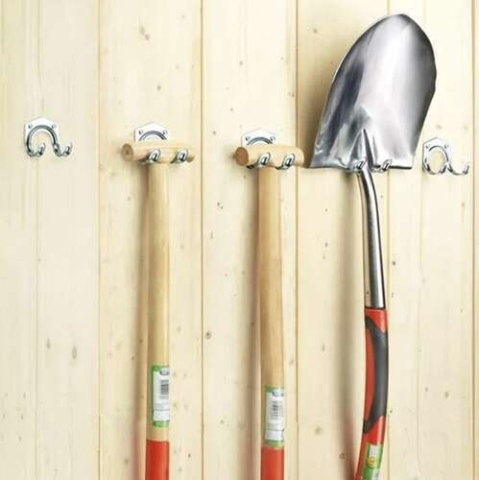 Set 20 carlige duble pentru unelte si scule, metalice, suporturi de perete pentru organizare atelier, gradina, garaj, 6.5 x 7 x 5.5 cm [15]