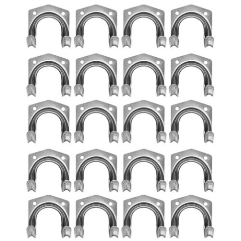 CASA & GRADINA - Set 20 carlige duble pentru unelte si scule, metalice, suporturi de perete pentru organizare atelier, gradina, garaj, 6.5 x 7 x 5.5 cm