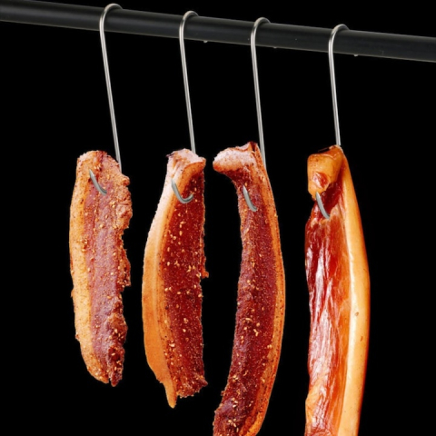 Set 20 carlige pentru carne si macelarie, argintii 14 cm, grosime 2.8 mm, inox rezistent tip S cu capat ascutit, pentru afumatoare, agatare si uscare [10]