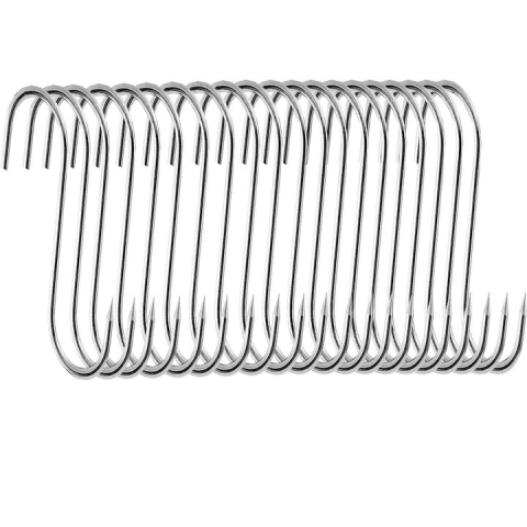 CASA & GRADINA - Set 20 carlige pentru suspendat carnea, tip S, otel inoxidabil, 12 cm