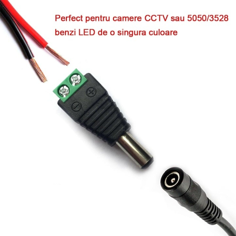Set 20 conectori alimentare CCTV DC 2.1/5.5 mm cu terminale cu surub, adaptoare mama si tata pentru camere supraveghere, DVR si alimentare 12V [3]